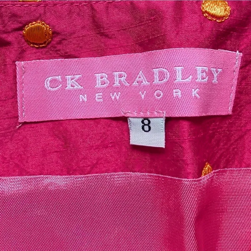 CK BRADLEY New York Fushia/Yellow Silk Ruffle skirt (8)